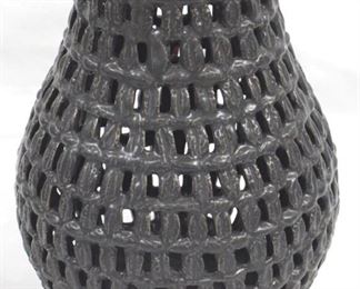 3238 - Black Three Hands Ceramic Vase 10" tall
