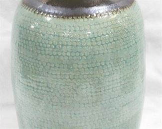 3244 - Bronze and Green Three Hands Ceramic Vase 15.5" tall
