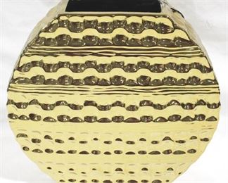 3248 - Gold Three Hands Pottery Vase 10" tall
