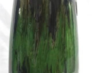 3257 - Green Drip Glaze Three Hands Ceramic Pitcher 24.5" tall
