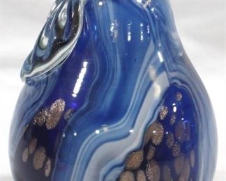 3262 - Blue Three Hands Glass Pear 7" tall
