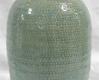 3273 - Green and Bronze Three Hands Ceramic Vase 17.5" tall
