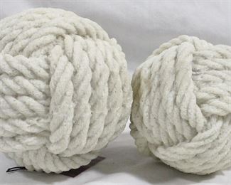 3306 - Pair of Three Hands Rope Ball Sculptures 5" round & 3.5" round
