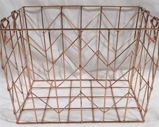 3327 - Rose Gold Three Hands Metal Basket 14" x 12"
