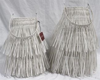 3338 - Pair of White Three Hands Lanterns 16" tall & 18" tall
