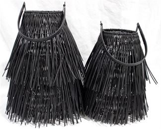 3339 - Pair of Black Three Hands Lanterns 16" tall & 18" tall
