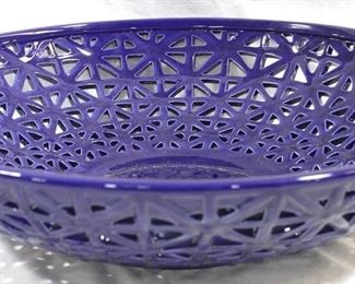 3344 - Blue Three Hands Ceramic Bowl 18.5" round
