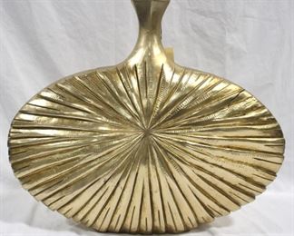 3345 - Gold Three Hands Wood Vase 20" tall
