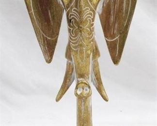 3377 - Gold Three Hands Elephant Head Statue 17" tall

