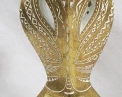 3379 - Gold Three Hands Zebra Head Statue 18" tall
