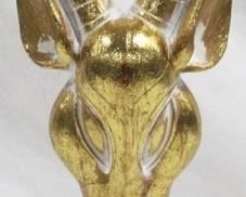3383 - Gold Three Hands Gazelle Head Statue 17" tall
