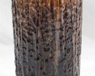 3384 - Brown Ombre Three Hands Ceramic Vase 12" tall

