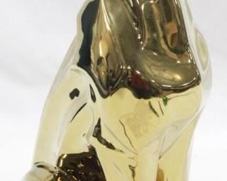 3386 - Gold Three Hands Cat Statue 13" tall
