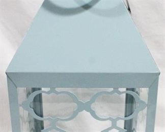 3402 - Light Blue Three Hands Lantern 20.5" tall
