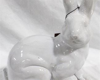 3426 - White Three Hands Rabbit Statue 12" tall
