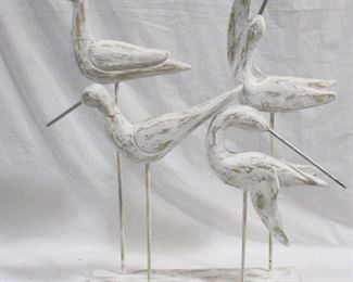 3510 - Wood Birds Statue (As is/Broken Head) 18" x 6" x 28"
