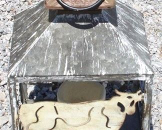 7042 - Metal Lantern with Cow 13" tall
