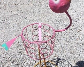 7048 - Metal Flamingo Planter 32" tall
