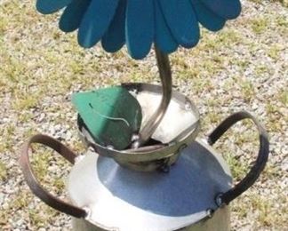 7066 - Metal Flower in Milk Can 30" tall
