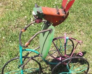 7069 - Metal Donkey Tricycle Planter 30" tall
