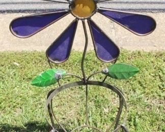 7081 - Metal Flower Planter 34" tall
