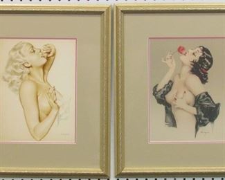 9001 - SET OF 2 BLONDE/ BRUNETTE BY ALBERTO VARGAS 15.5 X 18.5
