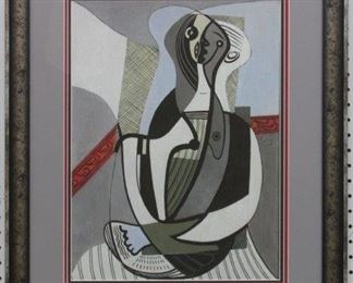 9020 - SEATED WOMAN WITH BOOK 1927 GICLEE BY PABLO PICASS 22.5 X 27
