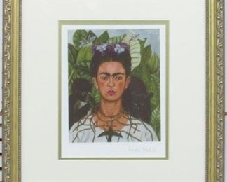 9029 - FRIDA KAHLO MONKEY SELF PORTRAIT PRINT PLATE SIGN 15.5 X 17.5
