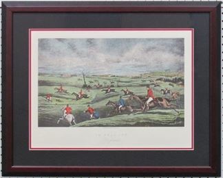 9043 - IN FULL CRY HAND COLORED BY AIKEN 27.5 X 22.5
