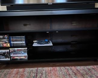 entertainment center, TV, DVDs