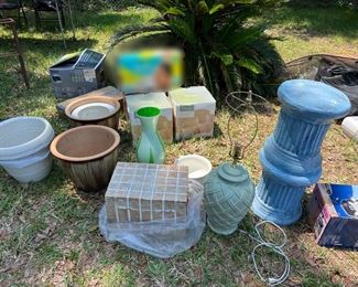 flower pots, decor, lamp