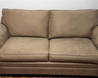 Tan microfiber full-sized sleeper sofa - $400