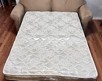 Tan microfiber full-sized sleeper sofa - $400