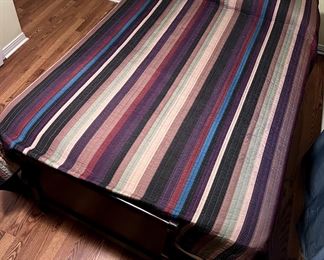 Vintage cherry-colored futon couch with additional mattress for full-size bed conversion - $200