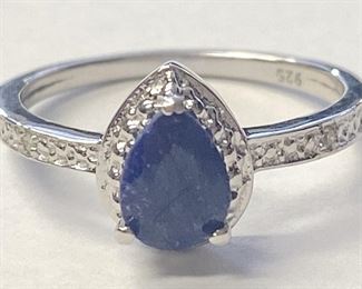 3w - 1.00CT Sapphire Sterling Silver Ring Sz 6
