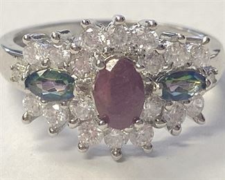 5w - 1/2CT Ruby Sterling Silver Ring Sz 7
