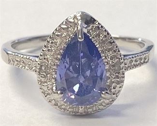 7w - 2.06CT Tanzanite Sterling Silver Ring Sz 7
