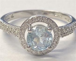 10w - 1.00CT Baby Swiss Blue Topaz Sterling Silver Ring Sz 7
