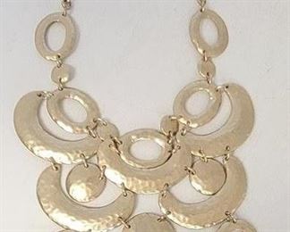 49c - Goldtone choker dangle necklace
