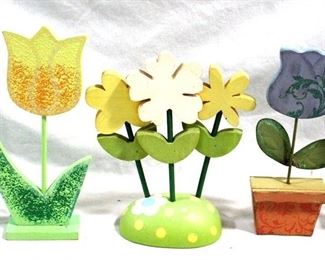 68 - 5 pc. Decorative Wood Flowers 9" tall
