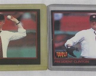170 - 2 President Clinton Baseball Cards
