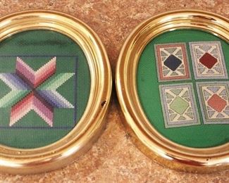 199 - Pair framed oval needlepoints - 8 x 7
