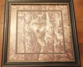 217 - Framed Print of wolf - 21" x 21"
