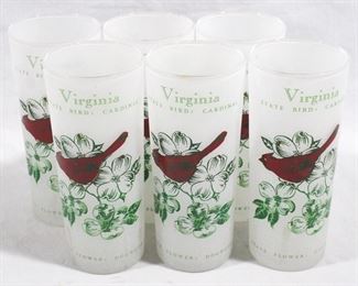 2006 - 6 pc. Frosted Virginia Tumblers Set 6.5" tall
