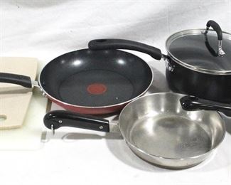 2027 - Lot of Pots and Pans with Cutting Board
