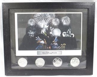 2096 - Walt Disney World 4 Coin Set with Print (Framed) 11.25" x 9.5"

