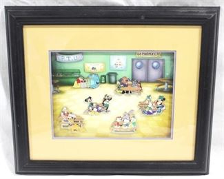 2097 - Disney "School Cafeteria" 6 pc. Pin Set (Framed) 14" x 12.5" with COA
