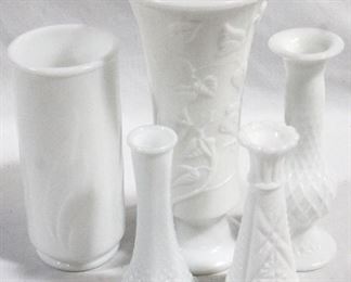 3011 - 5 pc. Assorted Milk Glass Vases
