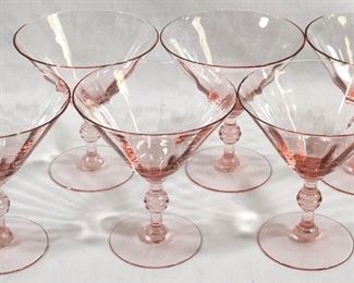 3014 - 6 pc. Pink Martini Glasses 5" tall
