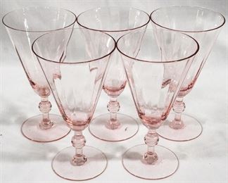 3019 - 5 pc. Pink Cocktail Glasses 6.75" tall
